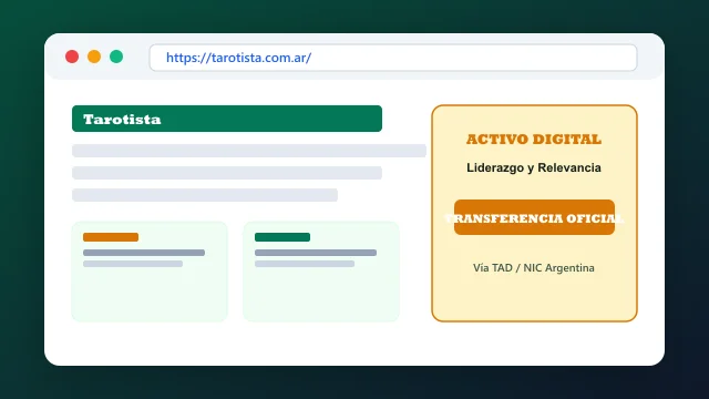 Vista del activo digital estratégico tarotista.com.ar y transferencia formal