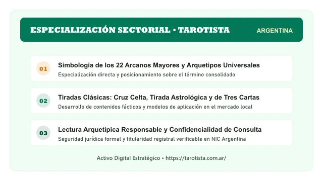 Pilares temáticos y especialización sectorial de Tarotista en Argentina